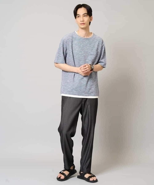 a.v.v（アーヴェヴェ）の「【イージーケア/速乾/接触冷感] スラブメランジフェイクレイヤードカットソー（Tシャツ/カットソー・メンズ・チャコールグレー/ベージュ/ネイビー・46/48/50）」の4枚目の写真
