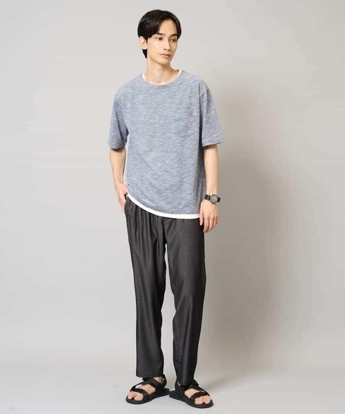 a.v.v（アーヴェヴェ）の「【イージーケア/速乾/接触冷感] スラブメランジフェイクレイヤードカットソー（Tシャツ/カットソー・メンズ・チャコールグレー/ベージュ/ネイビー・46/48/50）」の5枚目の写真