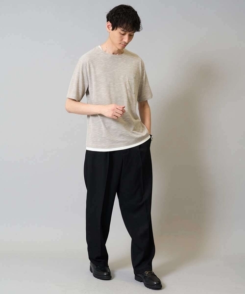 a.v.v（アーヴェヴェ）の「【イージーケア/速乾/接触冷感] スラブメランジフェイクレイヤードカットソー（Tシャツ/カットソー・メンズ・チャコールグレー/ベージュ/ネイビー・46/48/50）」の7枚目の写真