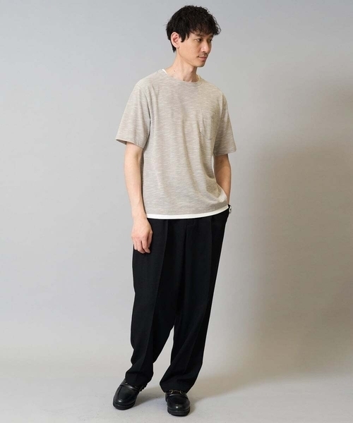 a.v.v（アーヴェヴェ）の「【イージーケア/速乾/接触冷感] スラブメランジフェイクレイヤードカットソー（Tシャツ/カットソー・メンズ・チャコールグレー/ベージュ/ネイビー・46/48/50）」の8枚目の写真