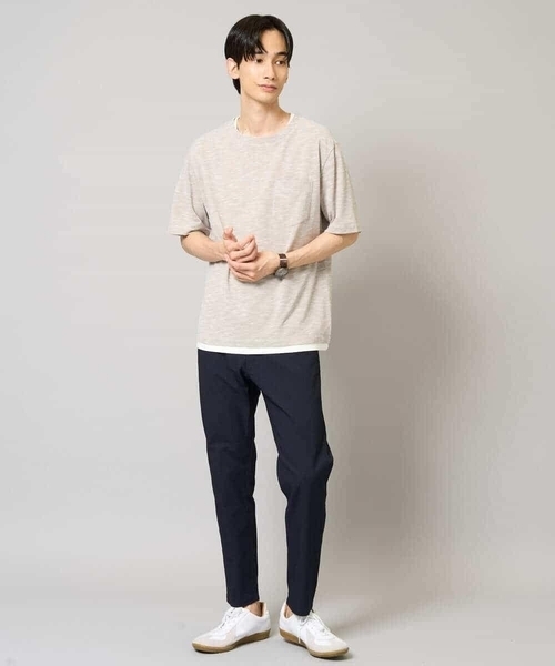 a.v.v（アーヴェヴェ）の「【イージーケア/速乾/接触冷感] スラブメランジフェイクレイヤードカットソー（Tシャツ/カットソー・メンズ・チャコールグレー/ベージュ/ネイビー・46/48/50）」の9枚目の写真