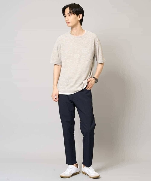 a.v.v（アーヴェヴェ）の「【イージーケア/速乾/接触冷感] スラブメランジフェイクレイヤードカットソー（Tシャツ/カットソー・メンズ・チャコールグレー/ベージュ/ネイビー・46/48/50）」の10枚目の写真