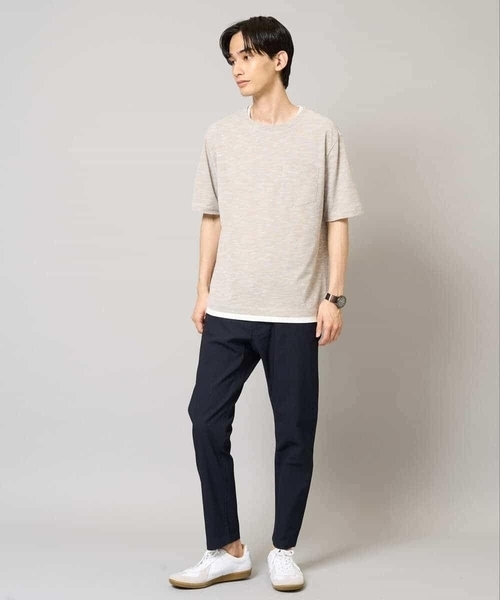 a.v.v（アーヴェヴェ）の「【イージーケア/速乾/接触冷感] スラブメランジフェイクレイヤードカットソー（Tシャツ/カットソー・メンズ・チャコールグレー/ベージュ/ネイビー・46/48/50）」の11枚目の写真