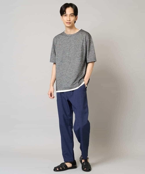 a.v.v（アーヴェヴェ）の「【イージーケア/速乾/接触冷感] スラブメランジフェイクレイヤードカットソー（Tシャツ/カットソー・メンズ・チャコールグレー/ベージュ/ネイビー・46/48/50）」の13枚目の写真