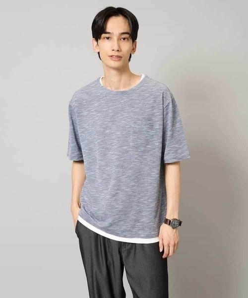 a.v.v（アーヴェヴェ）の「【イージーケア/速乾/接触冷感] スラブメランジフェイクレイヤードカットソー（Tシャツ/カットソー・メンズ・チャコールグレー/ベージュ/ネイビー・46/48/50）」の16枚目の写真