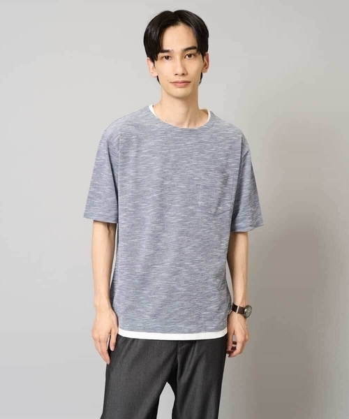 a.v.v（アーヴェヴェ）の「【イージーケア/速乾/接触冷感] スラブメランジフェイクレイヤードカットソー（Tシャツ/カットソー・メンズ・チャコールグレー/ベージュ/ネイビー・46/48/50）」の17枚目の写真