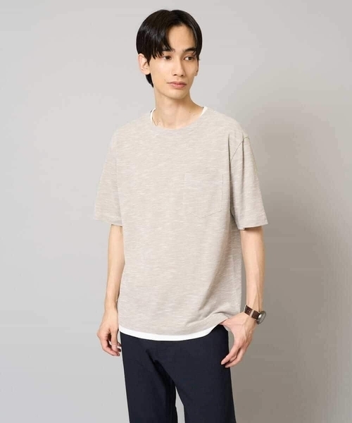 a.v.v（アーヴェヴェ）の「【イージーケア/速乾/接触冷感] スラブメランジフェイクレイヤードカットソー（Tシャツ/カットソー・メンズ・チャコールグレー/ベージュ/ネイビー・46/48/50）」の20枚目の写真