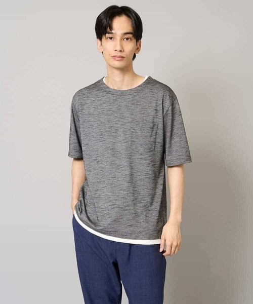 a.v.v（アーヴェヴェ）の「【イージーケア/速乾/接触冷感] スラブメランジフェイクレイヤードカットソー（Tシャツ/カットソー・メンズ・チャコールグレー/ベージュ/ネイビー・46/48/50）」の22枚目の写真