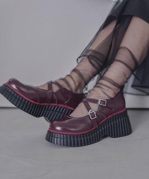 HARE（ハレ）の「ジャガードキリカエメリージェーンシューズ(HARE)（ドレスシューズ・レディース・レッド/ブラック・LARGE/MEDIUM）」の7枚目の写真