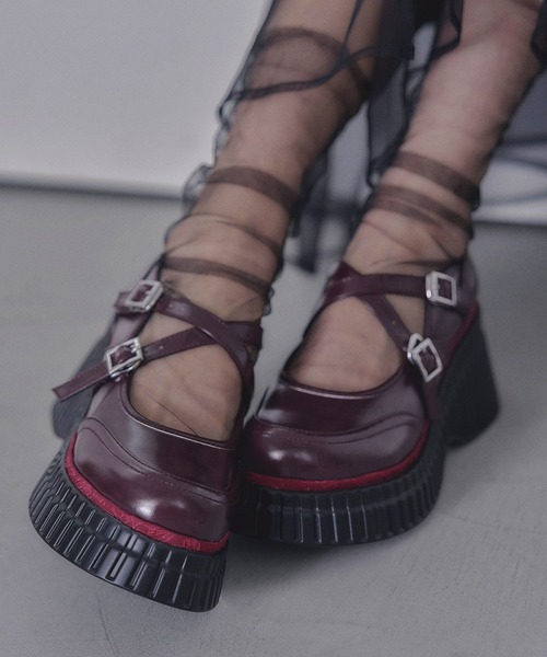 HARE（ハレ）の「ジャガードキリカエメリージェーンシューズ(HARE)（ドレスシューズ・レディース・レッド/ブラック・LARGE/MEDIUM）」の9枚目の写真