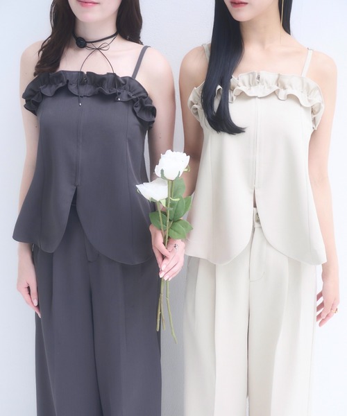 mellowneon(メロウネオン)の「フリルビスチェセットアップ(セットアップ・レディース・チャコールグレー/ベージュ・SMALL/MEDIUM)」の17枚目の写真