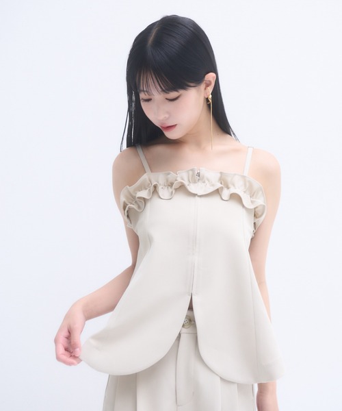 mellowneon(メロウネオン)の「フリルビスチェセットアップ(セットアップ・レディース・チャコールグレー/ベージュ・SMALL/MEDIUM)」の15枚目の写真