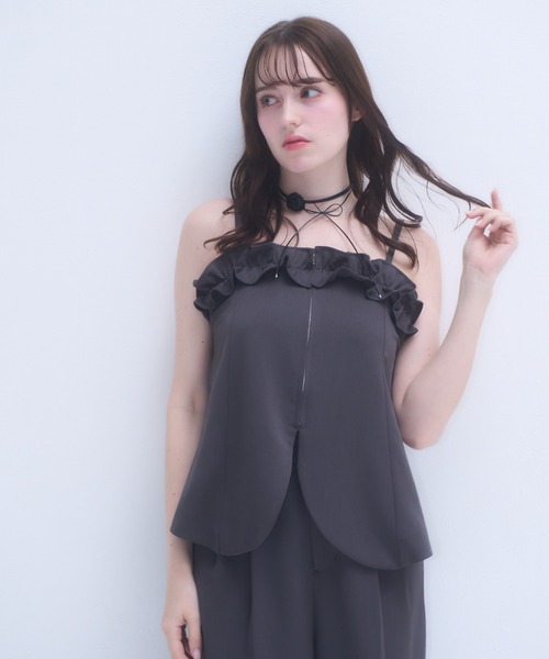 mellowneon(メロウネオン)の「フリルビスチェセットアップ(セットアップ・レディース・チャコールグレー/ベージュ・SMALL/MEDIUM)」の19枚目の写真