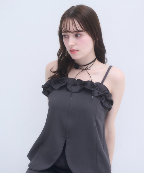 mellowneon(メロウネオン)の「フリルビスチェセットアップ(セットアップ・レディース・チャコールグレー/ベージュ・SMALL/MEDIUM)」の5枚目の写真