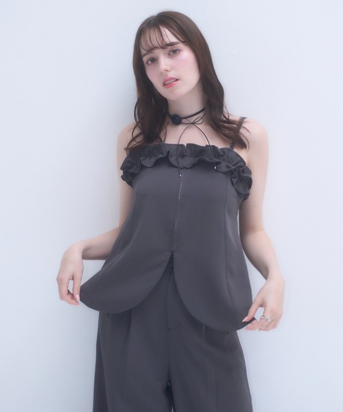mellowneon(メロウネオン)の「フリルビスチェセットアップ(セットアップ・レディース・チャコールグレー/ベージュ・SMALL/MEDIUM)」の18枚目の写真
