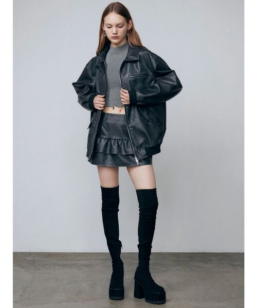 【新品未使用】EMODA スクエアフィットロングブーツ EMODA スクエアフィットロングブーツ（ブラック） -ファッション通販