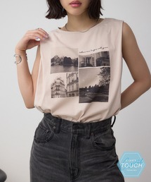 C/T冷感フォトプリントノースリーブTシャツ