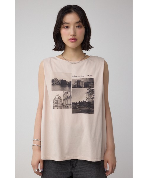 AZUL by moussy(アズールバイマウジー)の「C/T冷感フォトプリントノースリーブTシャツ(Tシャツ/カットソー・レディース・ブラック/ライトベージュ/オフホワイト・FREE)」の12枚目の写真