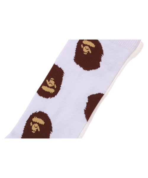 A BATHING APE（アベイシングエイプ）の「APE HEAD PATTERN SOCKS（ソックス/靴下・メンズ・パープル/ホワイト/ブラウン・LARGE/MEDIUM）」の4枚目の写真