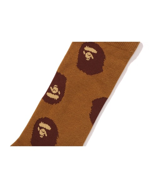 A BATHING APE（アベイシングエイプ）の「APE HEAD PATTERN SOCKS（ソックス/靴下・メンズ・パープル/ホワイト/ブラウン・LARGE/MEDIUM）」の5枚目の写真