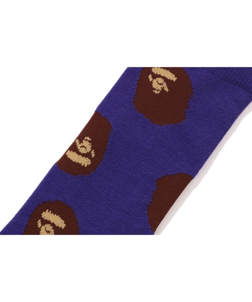 A BATHING APE（アベイシングエイプ）の「APE HEAD PATTERN SOCKS（ソックス/靴下・メンズ・パープル/ホワイト/ブラウン・LARGE/MEDIUM）」の6枚目の写真