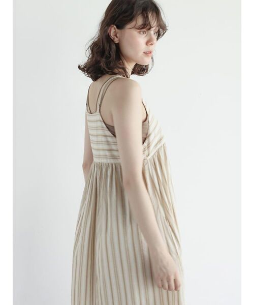 FIKA.(フィーカ)の「Stripe cotton cami onepiece(ワンピース・レディース・ベージュ系/ネイビー・MEDIUM)」の4枚目の写真