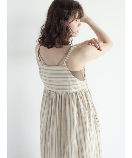 FIKA.(フィーカ)の「Stripe cotton cami onepiece(ワンピース・レディース・ベージュ系/ネイビー・MEDIUM)」の5枚目の写真