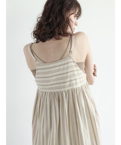 FIKA.(フィーカ)の「Stripe cotton cami onepiece(ワンピース・レディース・ベージュ系/ネイビー・MEDIUM)」の6枚目の写真