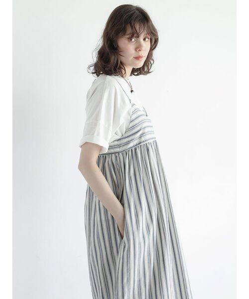 FIKA.(フィーカ)の「Stripe cotton cami onepiece(ワンピース・レディース・ベージュ系/ネイビー・MEDIUM)」の13枚目の写真