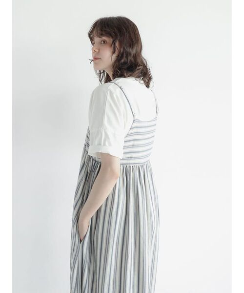 FIKA.(フィーカ)の「Stripe cotton cami onepiece(ワンピース・レディース・ベージュ系/ネイビー・MEDIUM)」の15枚目の写真