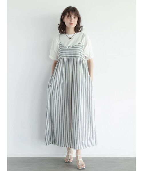 FIKA.(フィーカ)の「Stripe cotton cami onepiece(ワンピース・レディース・ベージュ系/ネイビー・MEDIUM)」の17枚目の写真