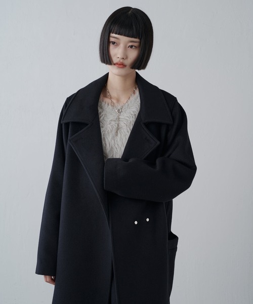 Lui's（ルイス）の「ビーバーメルトンオーバーコート（チェスターコート・レディース・ブラック/チャコールグレー・M/S）」の9枚目の写真