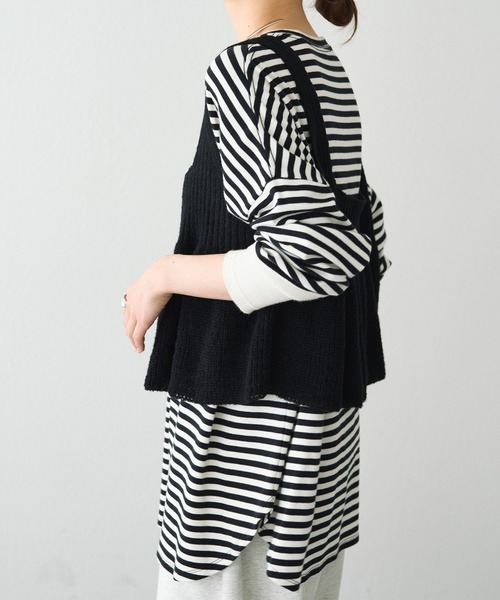 PUAL CE CIN（ピュアルセシン）の「リブ×畦ニットビスチェ（ベスト・レディース・ブラック/ダークブラウン/ベージュ・FREE）」の10枚目の写真