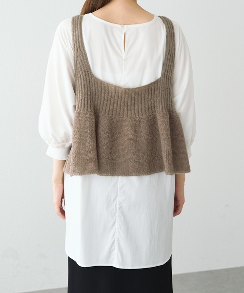 PUAL CE CIN（ピュアルセシン）の「リブ×畦ニットビスチェ（ベスト・レディース・ブラック/ダークブラウン/ベージュ・FREE）」の6枚目の写真