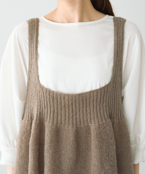 PUAL CE CIN（ピュアルセシン）の「リブ×畦ニットビスチェ（ベスト・レディース・ブラック/ダークブラウン/ベージュ・FREE）」の5枚目の写真