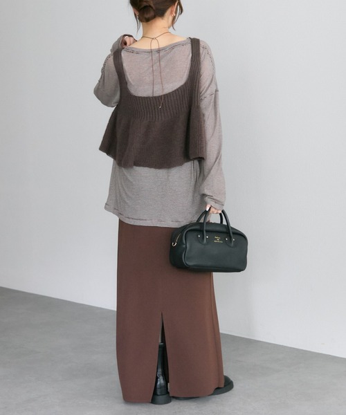 PUAL CE CIN（ピュアルセシン）の「リブ×畦ニットビスチェ（ベスト・レディース・ブラック/ダークブラウン/ベージュ・FREE）」の15枚目の写真