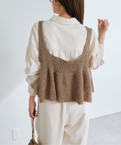 PUAL CE CIN（ピュアルセシン）の「リブ×畦ニットビスチェ（ベスト・レディース・ブラック/ダークブラウン/ベージュ・FREE）」の19枚目の写真