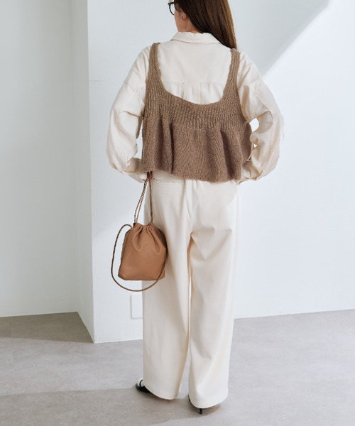 PUAL CE CIN（ピュアルセシン）の「リブ×畦ニットビスチェ（ベスト・レディース・ブラック/ダークブラウン/ベージュ・FREE）」の21枚目の写真