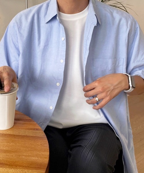 CERCA（チェルカ）の「【NOWLE】夏の定番 リラックス 半袖 コットン シャツ（シャツ/ブラウス・メンズ・ライトブルー・MEDIUM）」の5枚目の写真