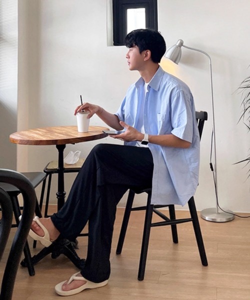 CERCA（チェルカ）の「【NOWLE】夏の定番 リラックス 半袖 コットン シャツ（シャツ/ブラウス・メンズ・ライトブルー・MEDIUM）」の7枚目の写真