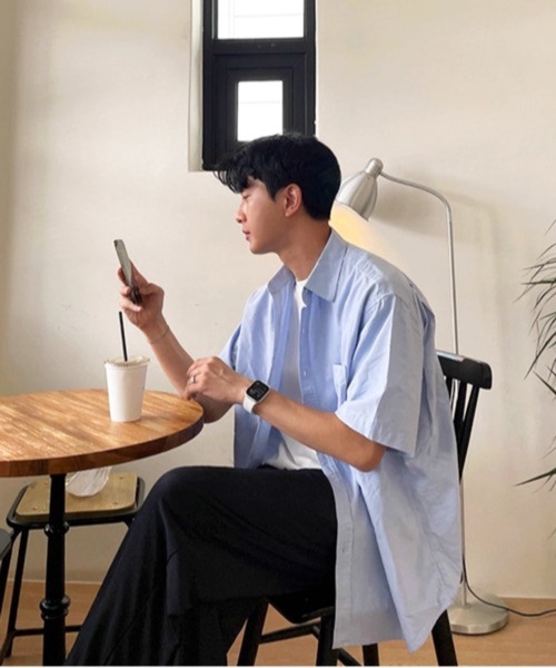 CERCA（チェルカ）の「【NOWLE】夏の定番 リラックス 半袖 コットン シャツ（シャツ/ブラウス・メンズ・ライトブルー・MEDIUM）」の8枚目の写真