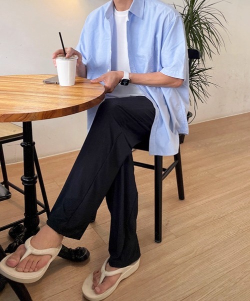 CERCA（チェルカ）の「【NOWLE】夏の定番 リラックス 半袖 コットン シャツ（シャツ/ブラウス・メンズ・ライトブルー・MEDIUM）」の9枚目の写真