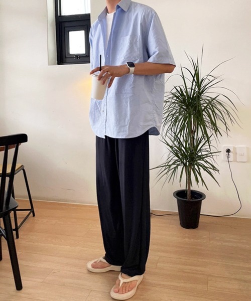 CERCA（チェルカ）の「【NOWLE】夏の定番 リラックス 半袖 コットン シャツ（シャツ/ブラウス・メンズ・ライトブルー・MEDIUM）」の12枚目の写真