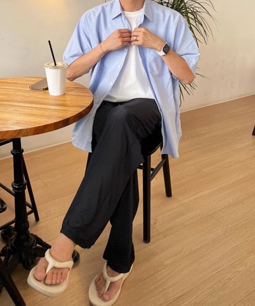 CERCA（チェルカ）の「【NOWLE】夏の定番 リラックス 半袖 コットン シャツ（シャツ/ブラウス・メンズ・ライトブルー・MEDIUM）」の18枚目の写真