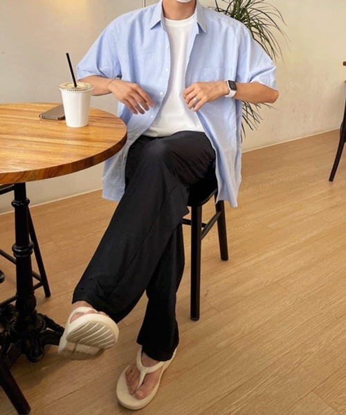 CERCA（チェルカ）の「【NOWLE】夏の定番 リラックス 半袖 コットン シャツ（シャツ/ブラウス・メンズ・ライトブルー・MEDIUM）」の19枚目の写真