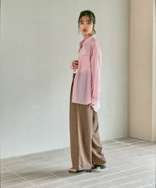 LEPSIM（レプシィム）の「シアーカラーストライプシャツ　579677（シャツ/ブラウス・レディース・ライトブルー/ライトグレー/ライトピンク/ベージュ・FREE）」の15枚目の写真