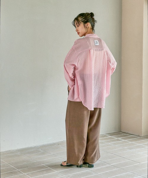 LEPSIM（レプシィム）の「シアーカラーストライプシャツ　579677（シャツ/ブラウス・レディース・ライトブルー/ライトグレー/ライトピンク/ベージュ・FREE）」の16枚目の写真