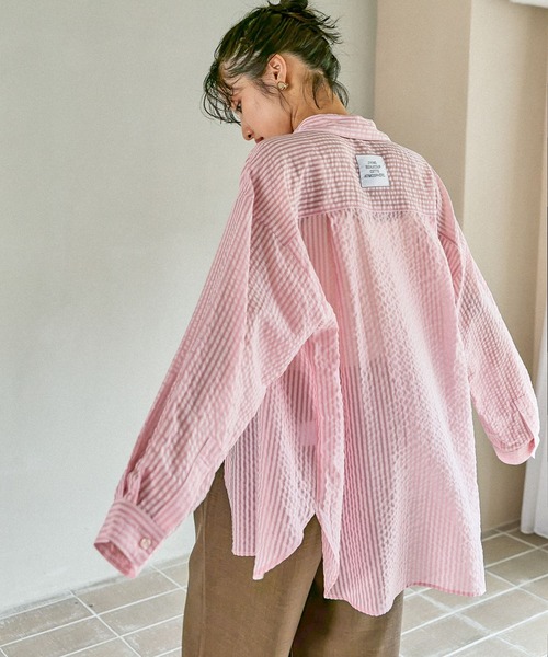 LEPSIM（レプシィム）の「シアーカラーストライプシャツ　579677（シャツ/ブラウス・レディース・ライトブルー/ライトグレー/ライトピンク/ベージュ・FREE）」の20枚目の写真