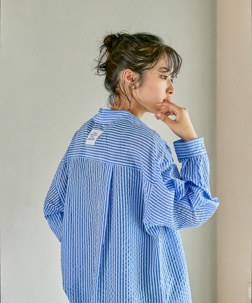 シアーカラーストライプシャツ 579677（シャツ/ブラウス