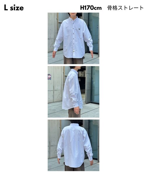 ブラウス シャツ 「ANYMAL」1ポイント刺繍長袖オックスフォードシャツ レディース メンズ ANYMAL】1ポイント刺繍長袖オックスフォードシャツ（シャツ
